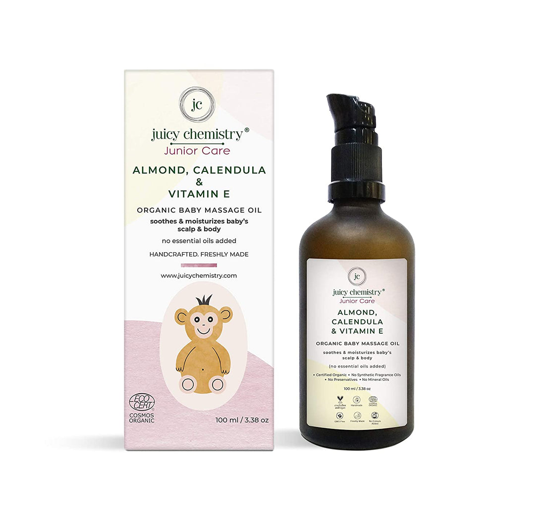 Junior Care - Almond, Calendula &amp;amp; Vitamin E - Baby Massage Oil – Juicy Chemistry – 100ml