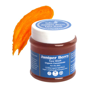 Face Wash | Juniper Berry (Concentrate) - Certified Organic Ingredients - For Dry Skin - Vegan, Sulphate free &amp;amp; No Added Preservatives - Rustic Art - 125gm