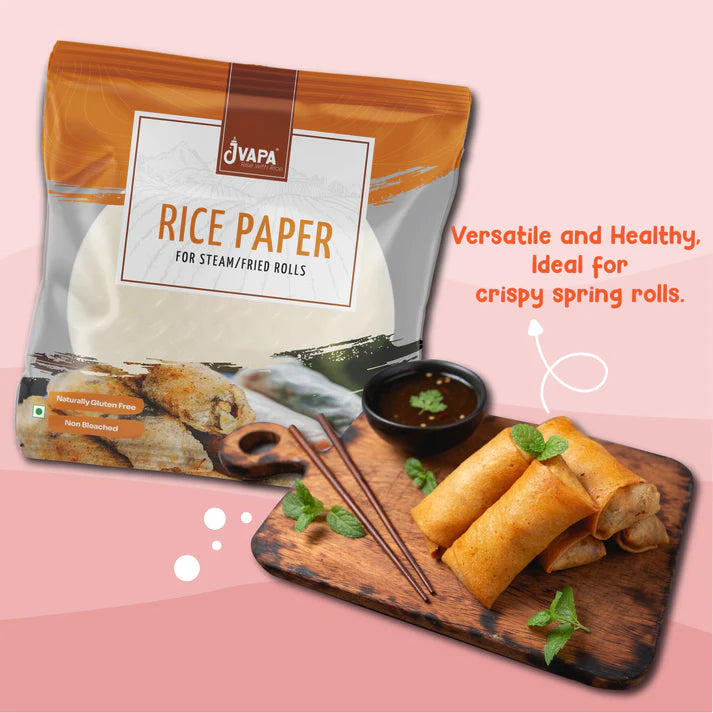 Rice Sheet | Rice Paper Sheets - For Steam , Fried Rolls- All Natural Ingredients - Naturally Gluten Free &amp; Non Bleached - Jvapa - 200gm