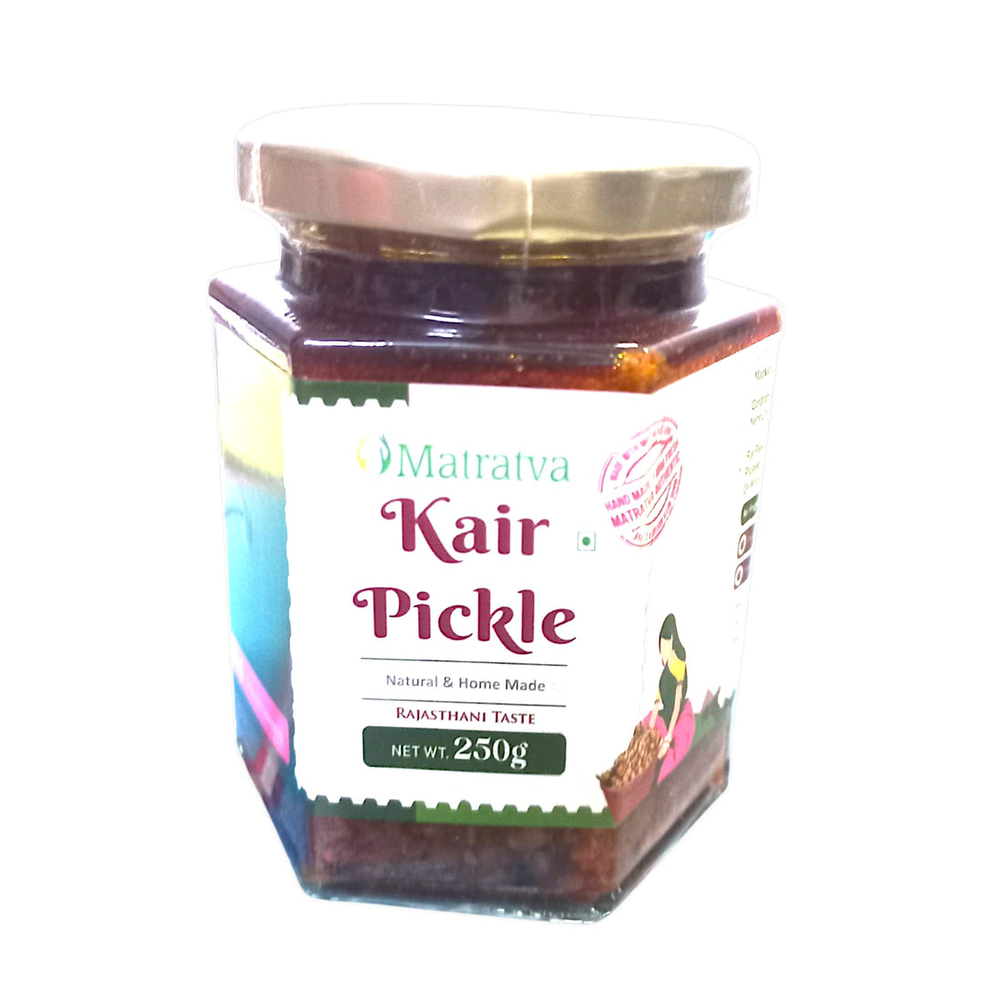 Pickle | Kair Pickle - Rajasthani Taste - Natural &amp; Home Made - No Additives, Binders, Fillers &amp; No Added Preservatives - Matratva - 250gm