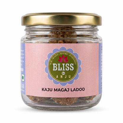 Ladoos | Kaju Magaj Ladoo - Gluten Free, Oil Free, Plant Based- Preservatives Free &amp; Refined Sugar Free - Bliss Box Food - 160gm