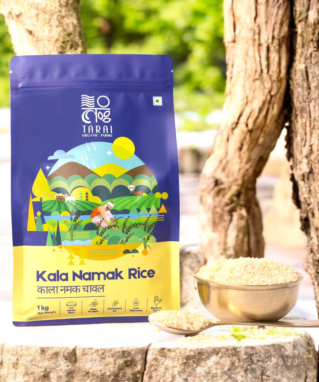 Rice | Kala Namak Rice – Made In Tarai – Aromatic – Natural Salty Taste – Diabetic Friendly, High In Protein, Antioxidants &amp; Sugar Free – Tarai Organic Farms – 1000gm