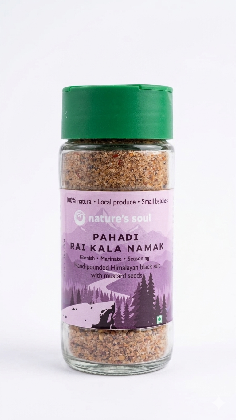 Salt | Pahadi Rai Kala Namak-100% Natural Namak- Garnish, Marinate, Seasoning - Nature&