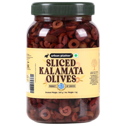 Kalamata Olives | Sliced Kalamata Olives – Perfect Choice For Salads, Hummus And Italian Dishes – Greece – Urban Platter – 1000gm