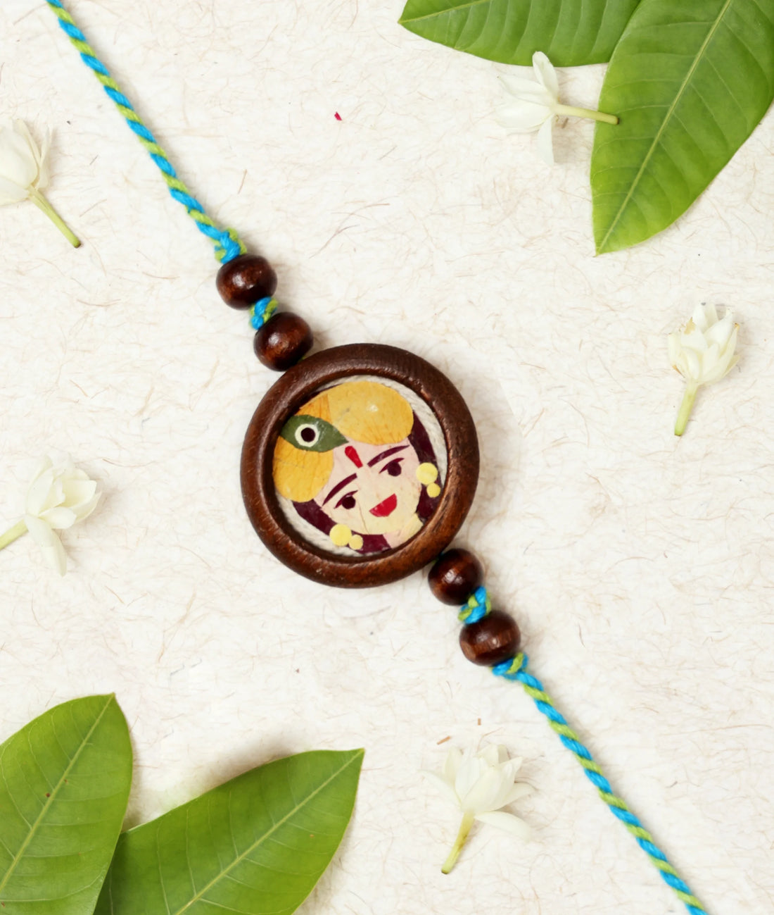 Rakhi | Kanha Rakhi (Made From Cotton, Jute, Wooden beads &amp; With Pressed Flower Petals) – Handcrafted – Eco Friendly – Nature’s Soul - Single Piece