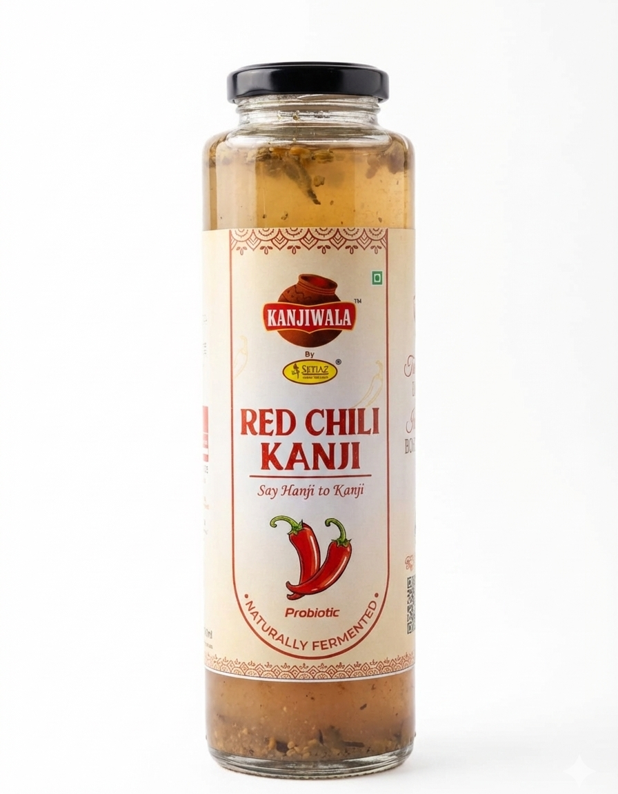 Kanji| Red Chili Kanji - Probiotic -Naturally Fermented - No Artificial Flavours , No  Preservatives &amp; No Sweeteners -Kanjiwala- 350ml