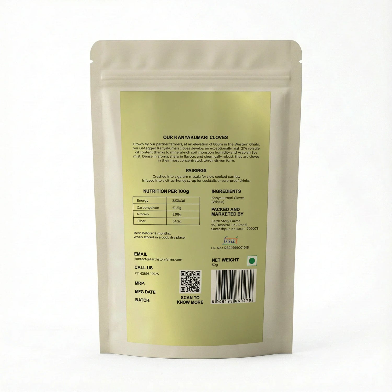 Spices | Kanyakumari Clove Whole -Mountain of Kanyakumari (Tamilnadu) -Preservative-Free - Earth Story Farms- 50gm