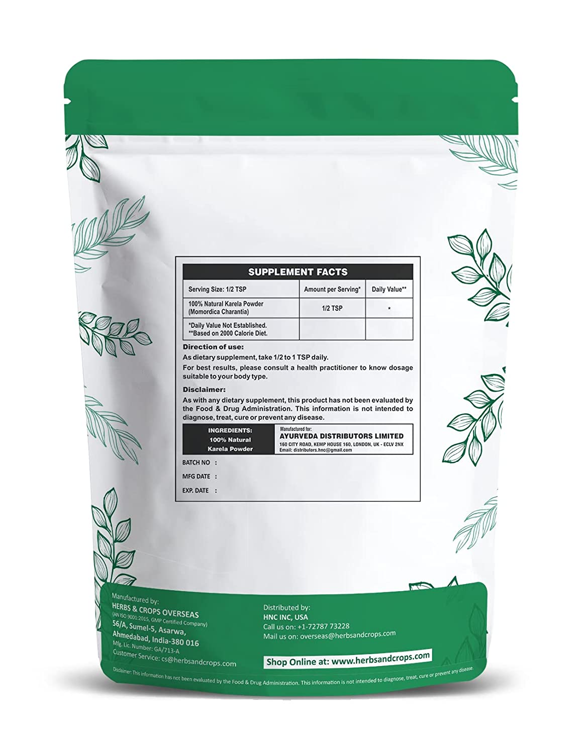 Karela Powder (Momordica Charantia) – H&amp;amp;C – 100gm