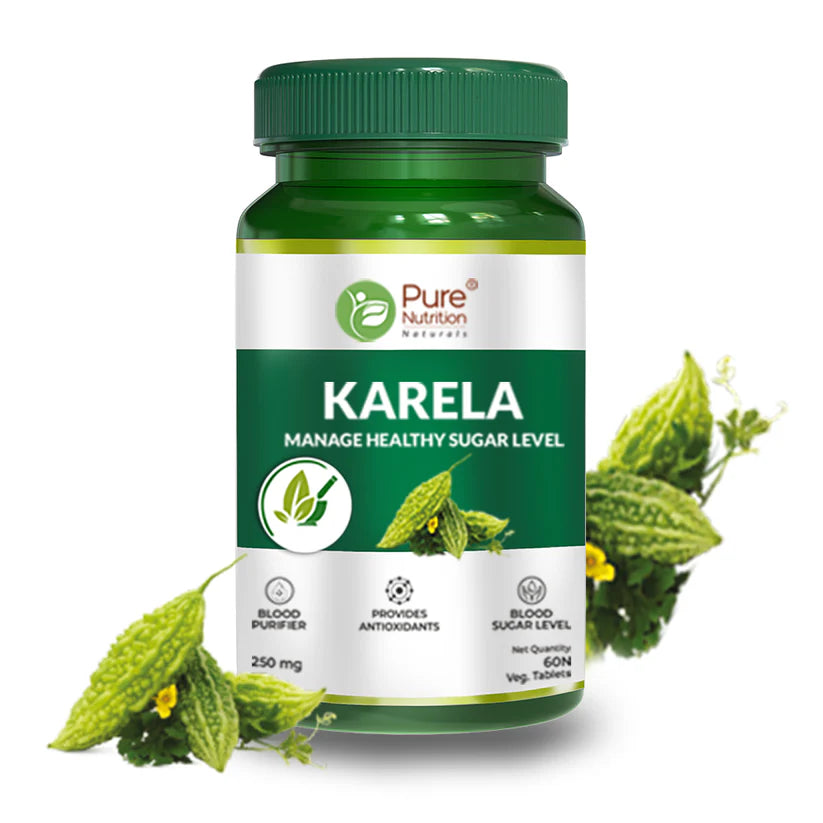 Karela Tablets | Supports Metabolic Health and Promotes General Wellness – No Artificial Additives &amp; No Added Preservatives – Pure Nutrition – 60 Vegetarian Tablets