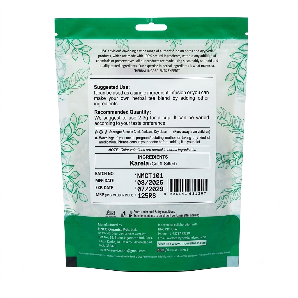 Karela (Cut &amp; Sifted)-100% Natural- Free Chemicals &amp; Preservatives  – H&amp;amp;C – 100gm