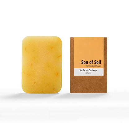 Soap | Kashmir Saffron - Handcrafted - Artificial Color Free &amp;amp; Soy Free - Son Of Soil - 120gm