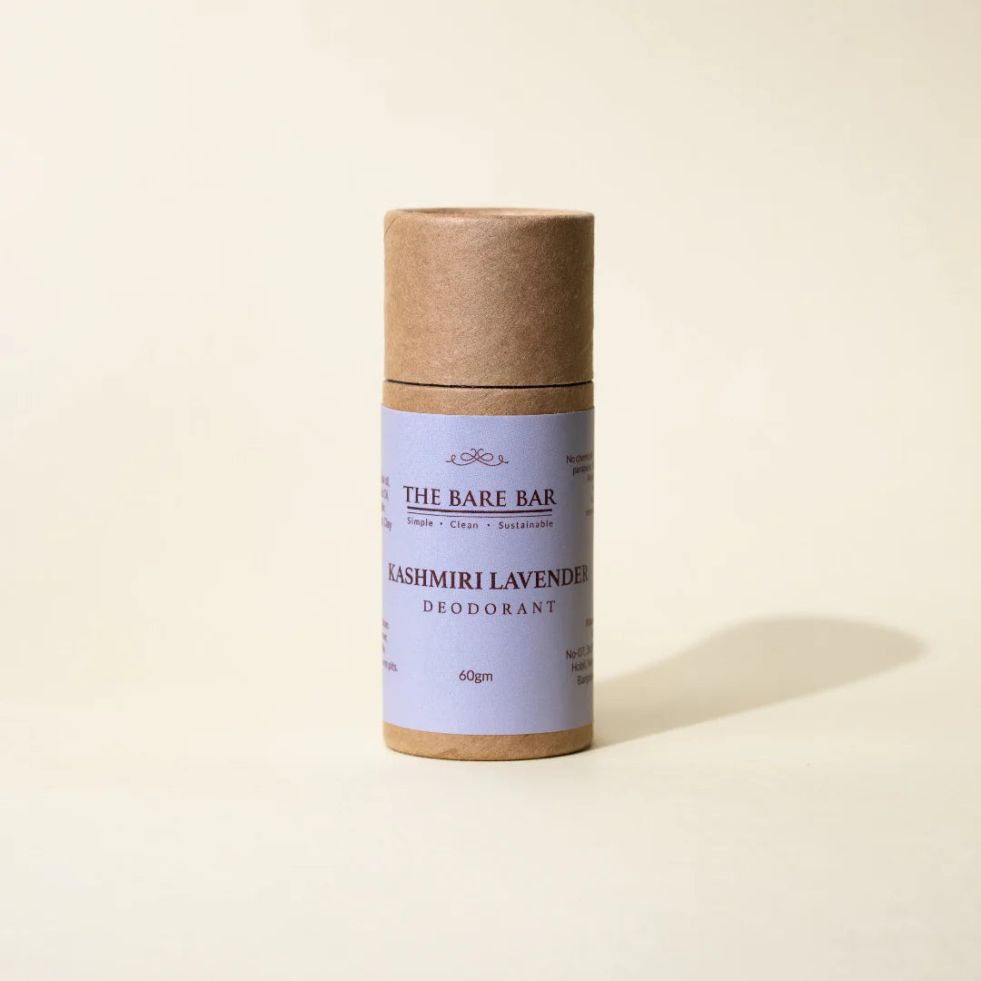 Deodorant | Kashmiri Lavender Deodorant – Vegan, No Artificial Fragrances, Paraben Free & No Added Preservatives – The Bare Bar – 60gm