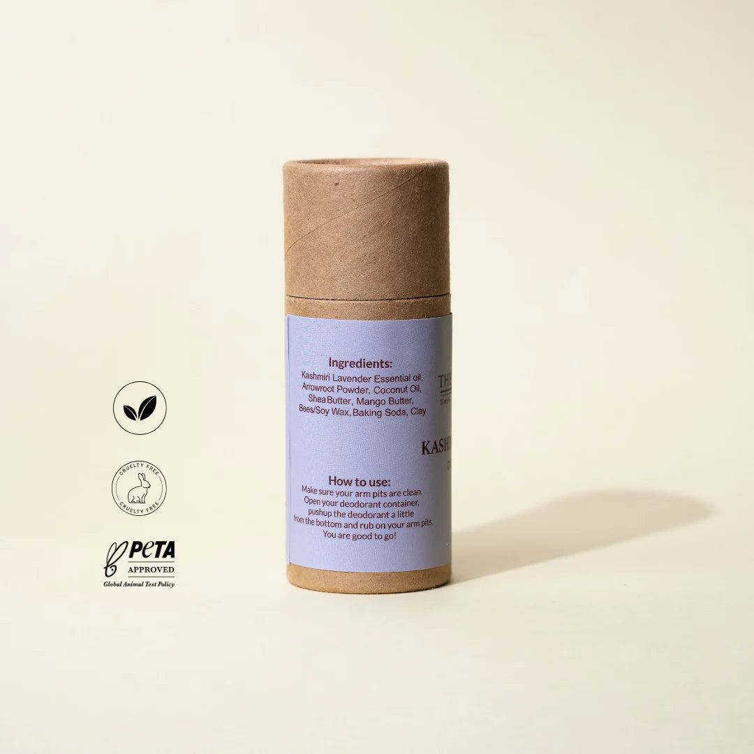 Deodorant | Kashmiri Lavender Deodorant – Vegan, No Artificial Fragrances, Paraben Free & No Added Preservatives – The Bare Bar – 60gm