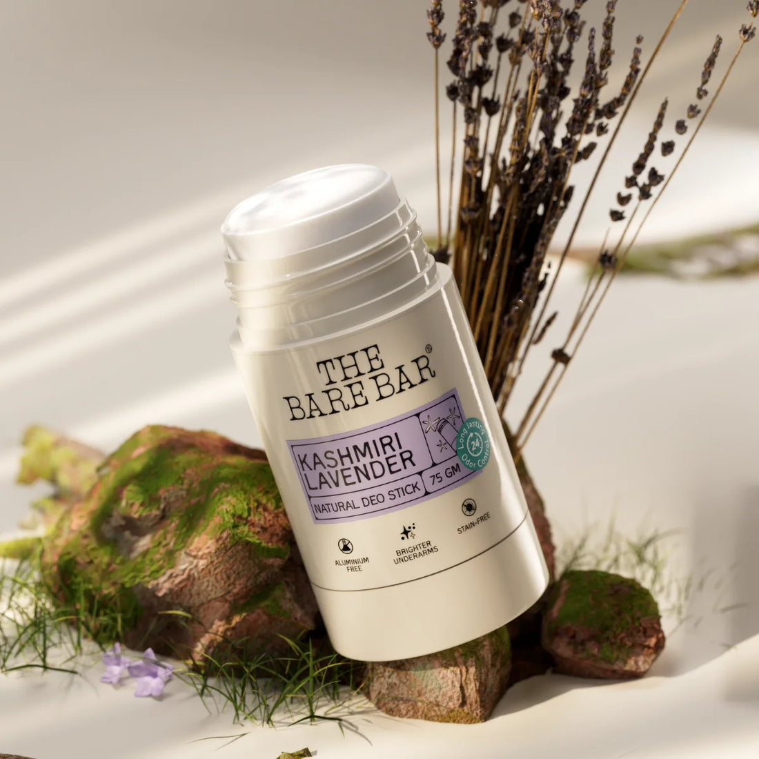 Deodorant | Kashmiri Lavender Deodorant (Deo Stick) – Vegan, No Artificial Fragrances, Paraben Free &amp;amp; No Added Preservatives – The Bare Bar – 60gm