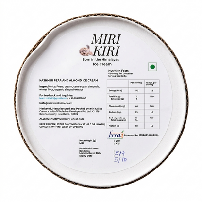 Ice Cream| Kashmiri Pear and Almond Ice Cream - Autumnal, Nutty, and Mellow -No Artificial Flavours or Colours - Miri Kiri – 250gm