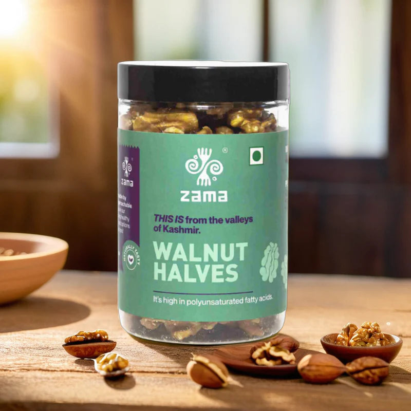 Walnuts | Walnuts Halves- Plant Based, Super Food,  Nutrient Dense -Zama Organic  – 185gm