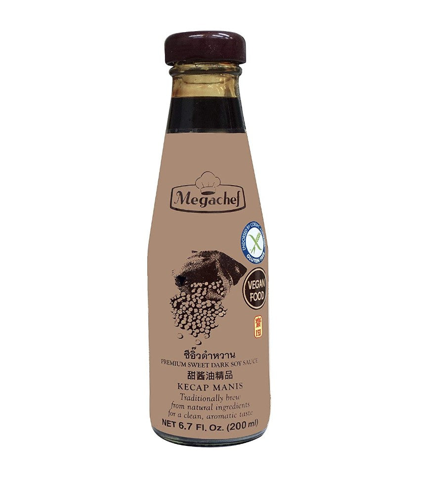 Kecap Manis (Sweet Dark Soy Sauce) - Gluten Free, No Added Preservatives, No MSG & No Added Colour - Megachef - 200ml