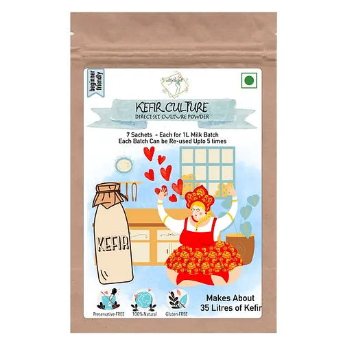 Kefir | Makes 35 Liters Kefir - 100% Veg - Natural - Gluten Free, No Added Sugar, Non Gmo &amp;amp; Preservatives Free - Posh Flavour - 7 Sachets