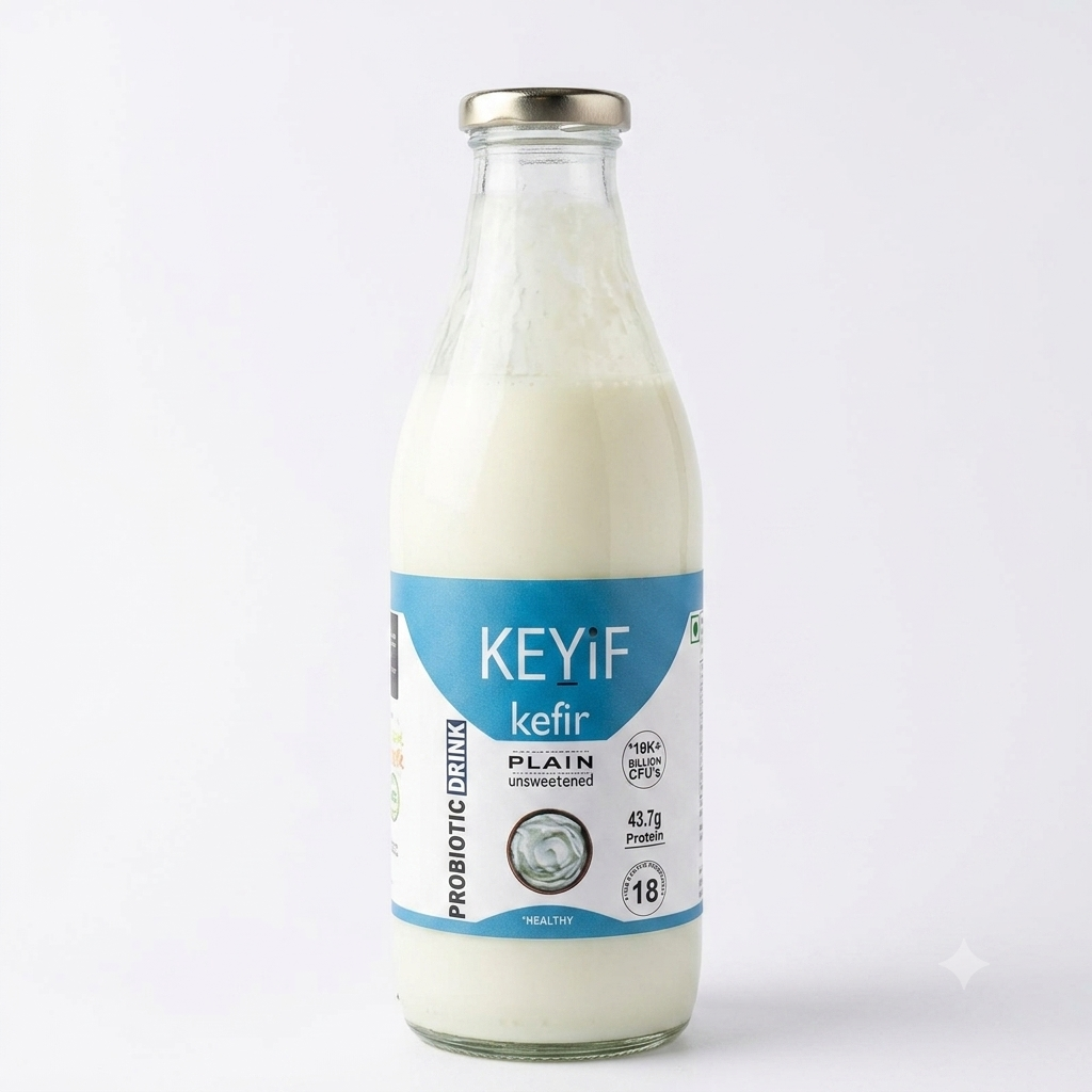 Kefir | Plain Kefir (Made With 100% Cow Milk) - 43.7g Protein - Probiotic Drink - Unsweetened - Nourish - 1000ml