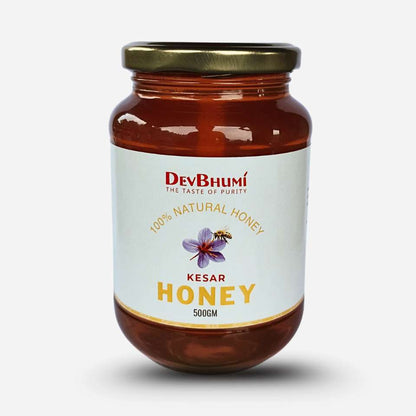 Honey | Kesar Honey -100% Natural - Certified Organic Honey- No Preservatives, No Added Flavours, No Added Sugar  - DevBhumi - 500gm