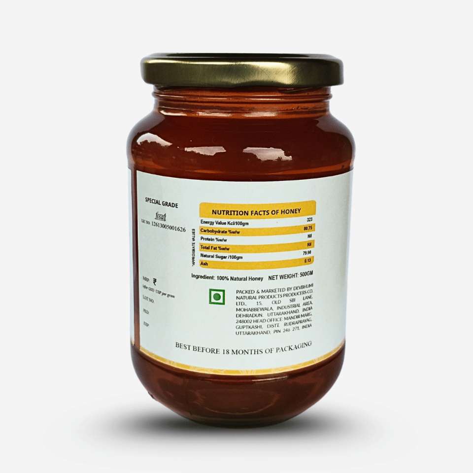 Honey | Kesar Honey -100% Natural - Certified Organic Honey- No Preservatives, No Added Flavours, No Added Sugar  - DevBhumi - 500gm