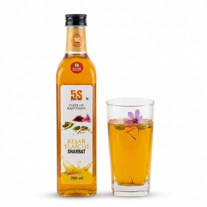 Sharbat | Kesar Elichi Sharbat - Taste Of Rajputana - No Added Artificial Colors, Distillation &amp;amp; No Added Preservatives – 5S Farm – 700ml