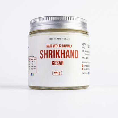 Kesar Shrikhand - Made With A2  Cow Milk- No Preservatives - Highland Farms – 125gm