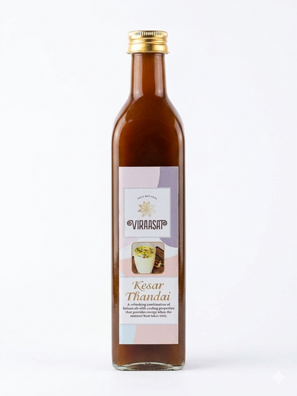 Thandai | Kesar Thandai - 100% Natural - No Added Preservatives, GMO Free, Chemical Free - Viraasat - 500ml