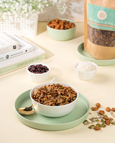 Granola | Keto Almond Granola – Nuts And Seeds - Almond Butter - Xylitol - Natural - Vegan, Gluten Free, Diabetic Friendly, Keto Friendly &amp; Pcos Friendly – The Cinnamon Kitchen – 200gm