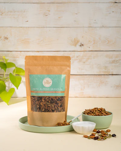 Granola | Keto Almond Granola – Nuts And Seeds - Almond Butter - Xylitol - Natural - Vegan, Gluten Free, Diabetic Friendly, Keto Friendly &amp; Pcos Friendly – The Cinnamon Kitchen – 200gm