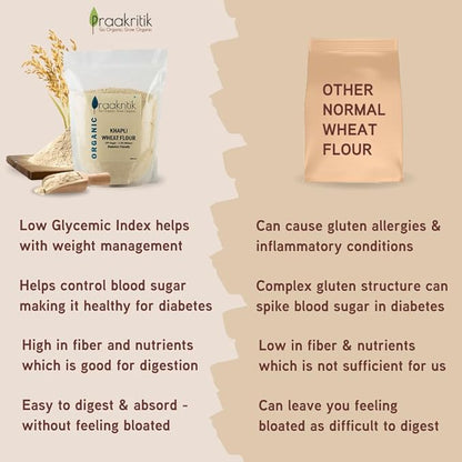 Khapli Atta (Emmer Wheat) – Zero Added Sugar, High In Protein &amp; High In Fiber - Praakritik – 5000gm