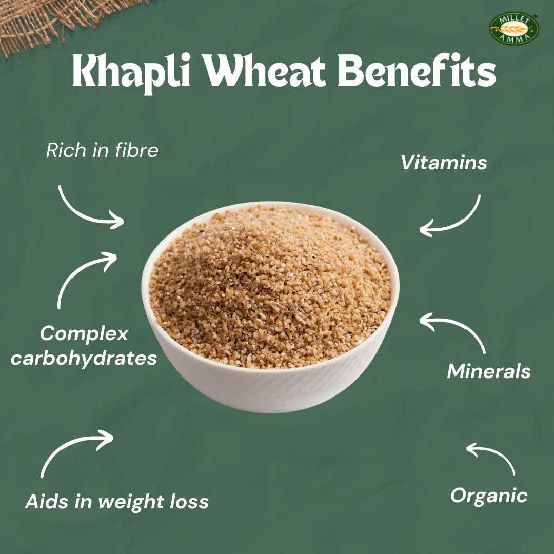 Khapli Wheat Dalia (Broken Wheat) – Vegan &amp;amp; Sugar Free – Millet Amma – 500gm