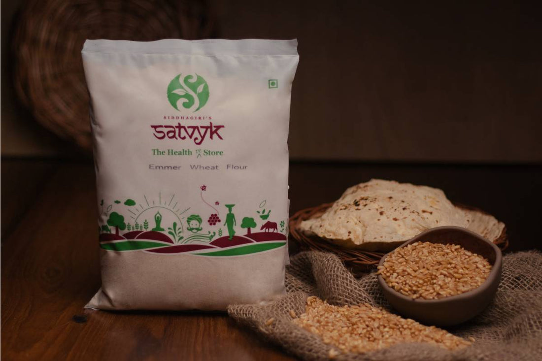 Flour | Khapli Wheat Flour - Organic - Stoneground - Gluten Free - Satvyk - 1000gm