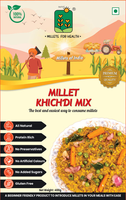 Millet Khichdi Mix | (Goodness Of Multiple Millets In One) - All Natural - Gluten Free, Chemical Free, Diabetic Friendly, High In Protein &amp;amp; High In Fiber - Millet For Health - 400gm