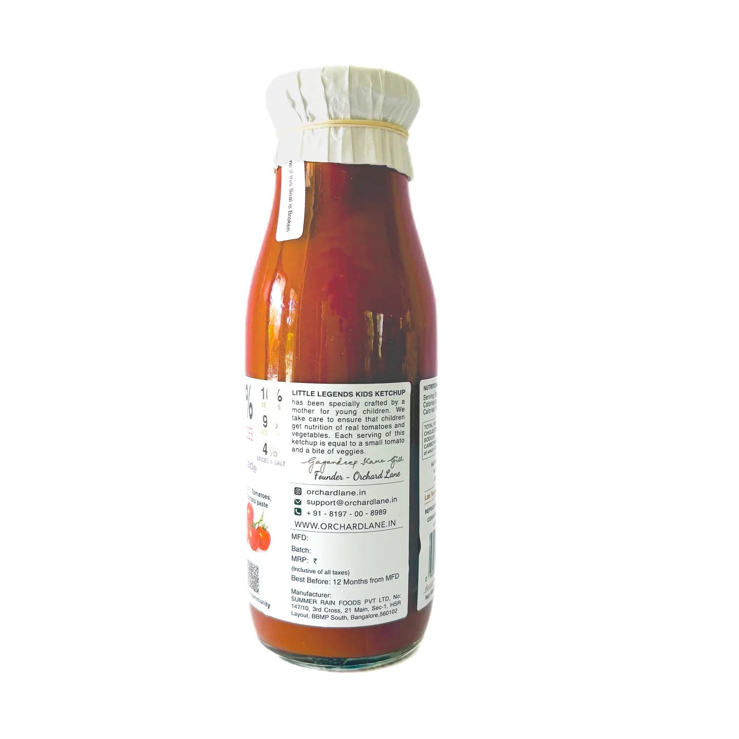 Ketchup| Little Legends Kids Ketchup-Delicious sauce packed with Tomatoes and Veggies- No Refined sugar or Preservatives- Orchard Lane - 350gm