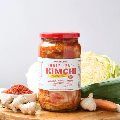 Kimchi | Half Head (Traditional Fermented Napa Cabbage) - Raw - Sour, Spicy &amp;amp; Umami Flavor - Natural - Contains Natural Probiotics, No Added Vinegar &amp;amp; Preservatives - Bombucha - 700gm