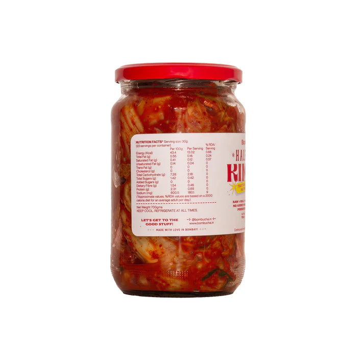 Kimchi | Half Head (Traditional Fermented Napa Cabbage) - Raw - Sour, Spicy &amp;amp; Umami Flavor - Natural - Contains Natural Probiotics, No Added Vinegar &amp;amp; Preservatives - Bombucha - 700gm