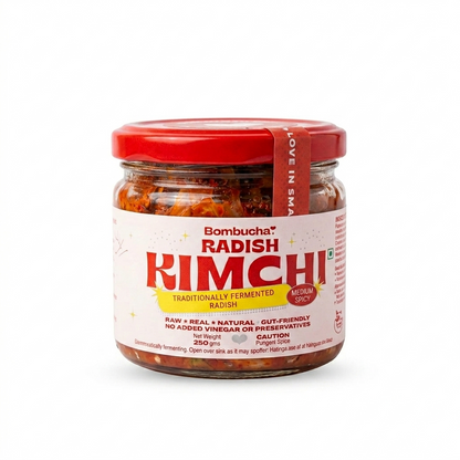 Radish Kimchi | Traditionally Fermented Radish - Raw - Real - Natural - Vegan, No Added Vinegar &amp; No Added Preservatives - Bombucha - 250gm