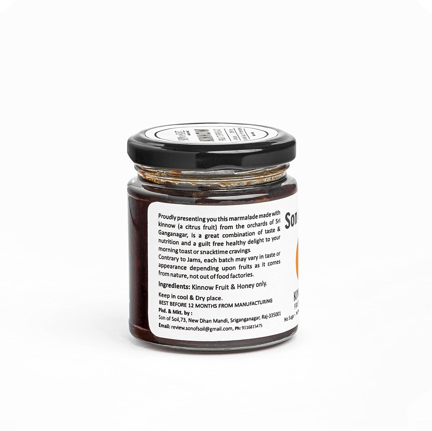 Fruit Spread | Kinnow - All Natural - No Flavor, No Sugar &amp;amp; No Preservatives - Son Of Soil - 240gm