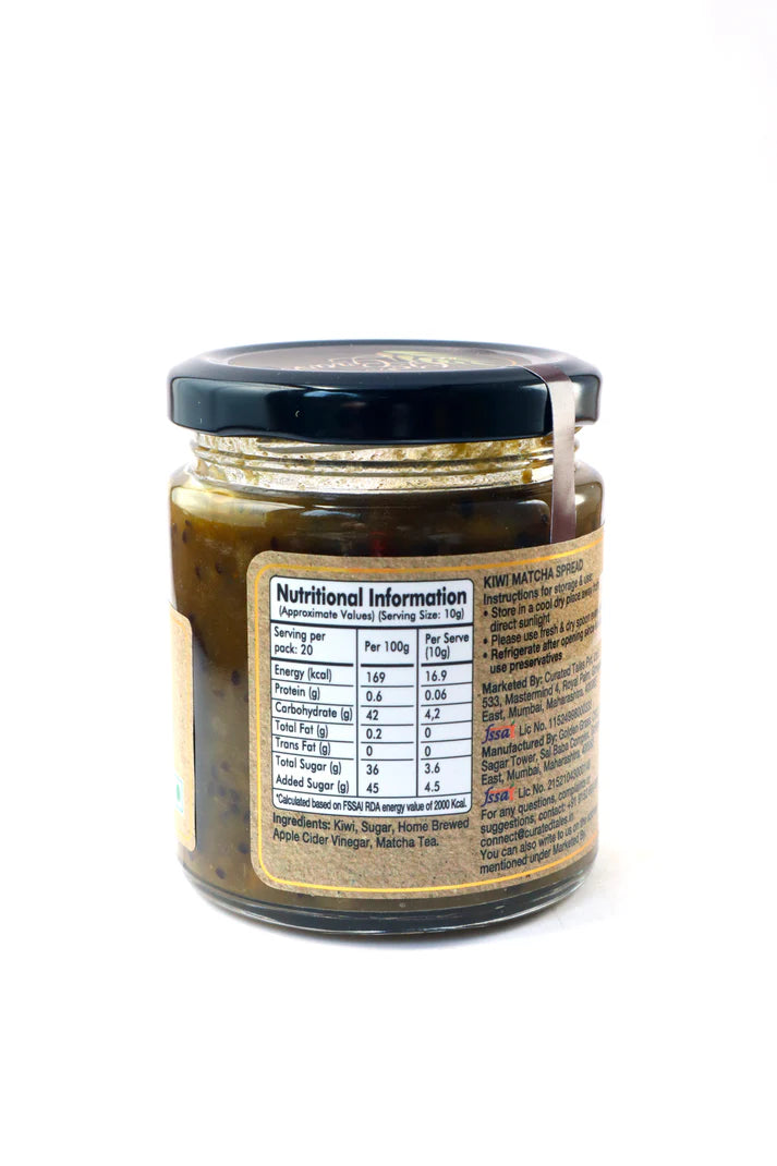 Spread | Kiwi Matcha Spread - 100% Natural - Vegan, No Added Colours, Preservatives &amp; No Added Refined Sugar - Golden Grass - 200gm