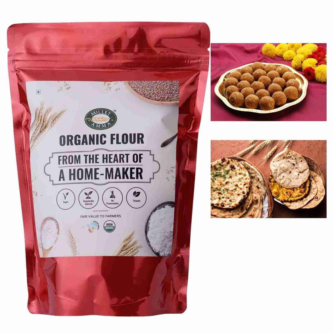 Kodo Flour | Organic - Vegan, Gluten Free, High Fibre, Rich In Niacin, No Preservatives - Millet Amma - 500gm