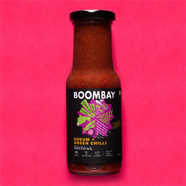 Kokum + Green Chilli (Fruity Tart Bright) - Dressing - Grill, Cocktail, Curry - Natural - Indian  - Gluten Free, No Refined Sugar &amp;amp; No Bad Oil - Boombay - 220gm