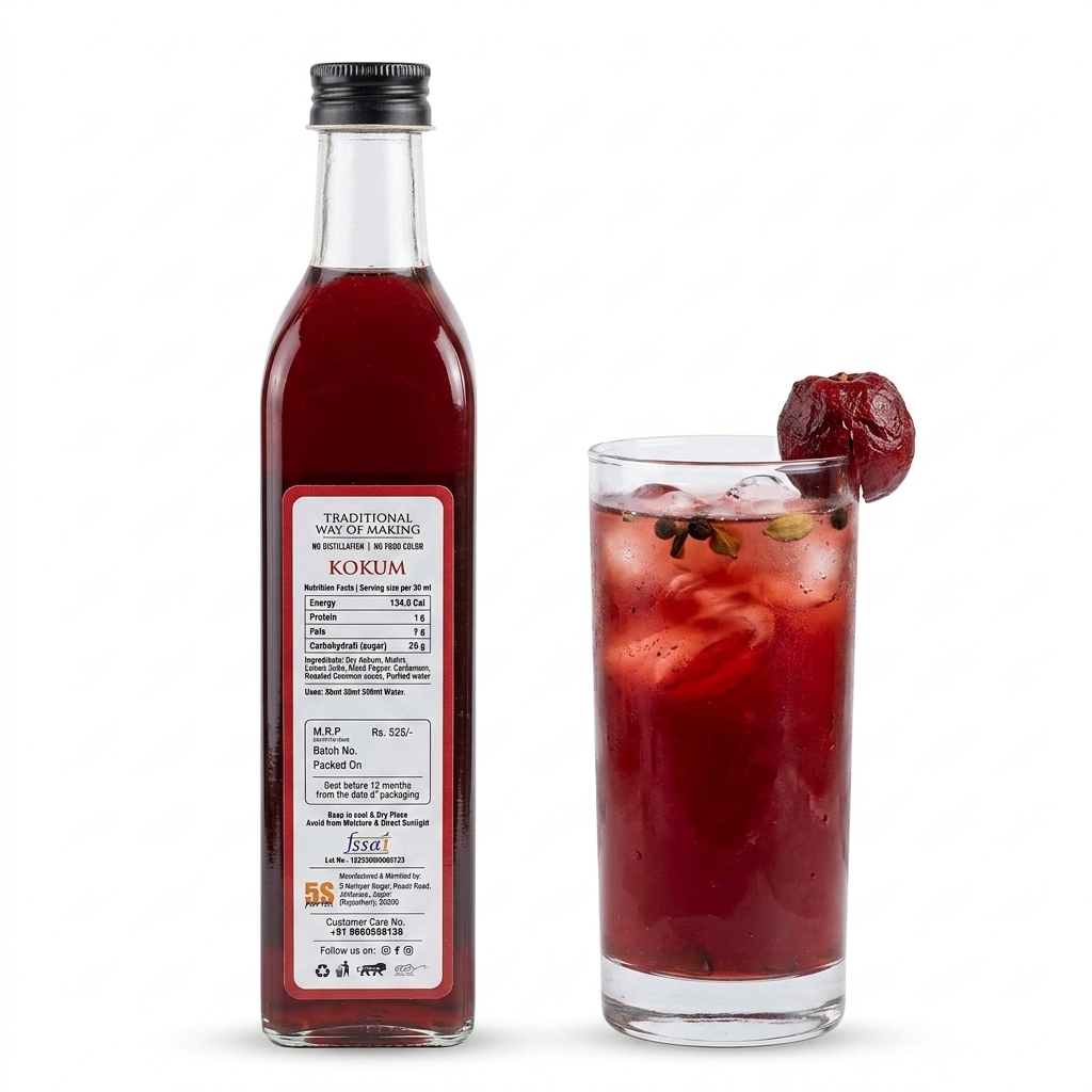 Sharbat | Kokum Sharbat - Taste Of Rajputana - No Added Distillation &amp; No Food Color - 5s Farm - 700ml