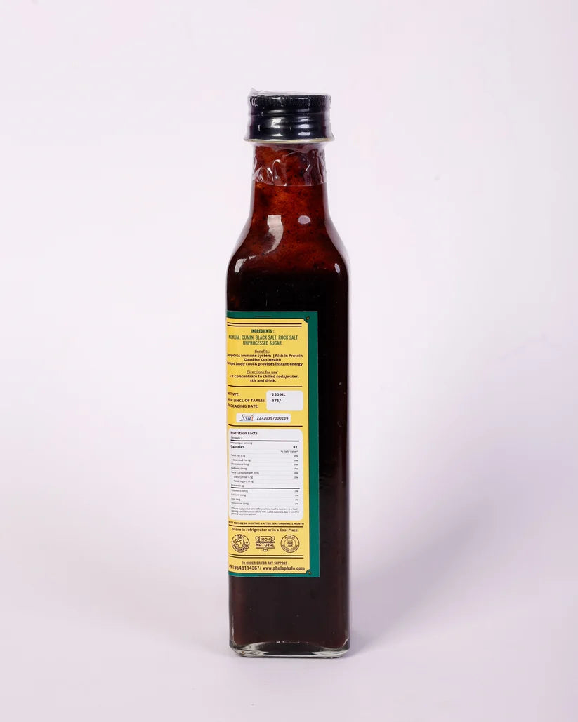 Sharbat | Kokum Sharbat - 100% Handmade - No preservatives, Additives, or Artificial flavors- Phulo Phalo - 250ml