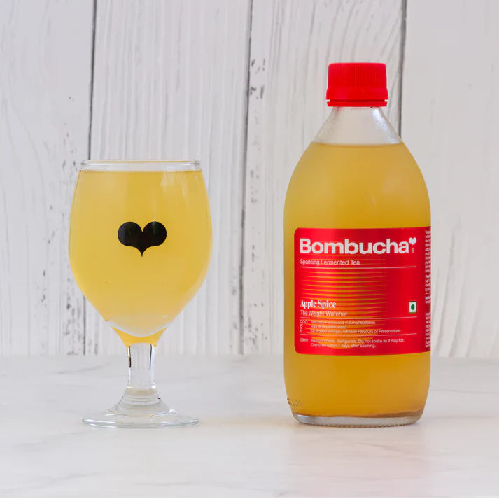 Kombucha | Apple Spice Kombucha - Raw & Unpasteurized - No Added Vinegar, Artificial Flavours Or No Added Preservatives - Bombucha - 500ml
