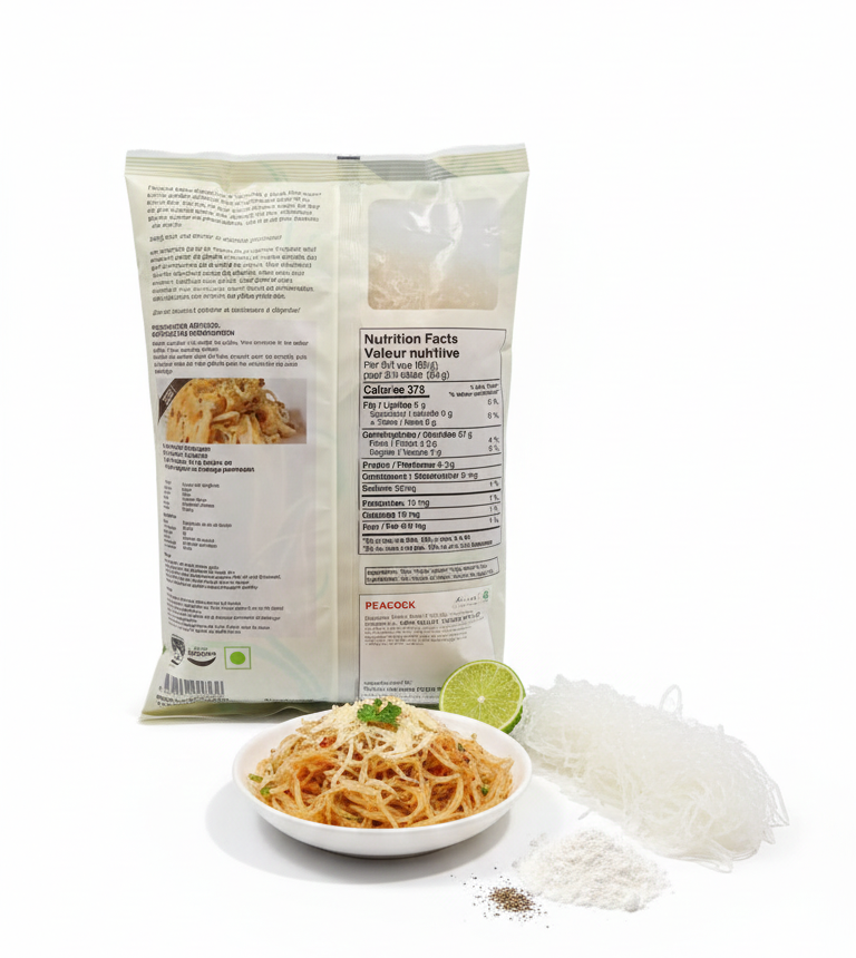 Konjac Rice Spaghetti - Spaghettis De Riz De Konjac- Shirataki Noodles - Gluten Free, High Fiber, Fat Free &amp;amp; Cholesterol Free –  Peacock – 200gm