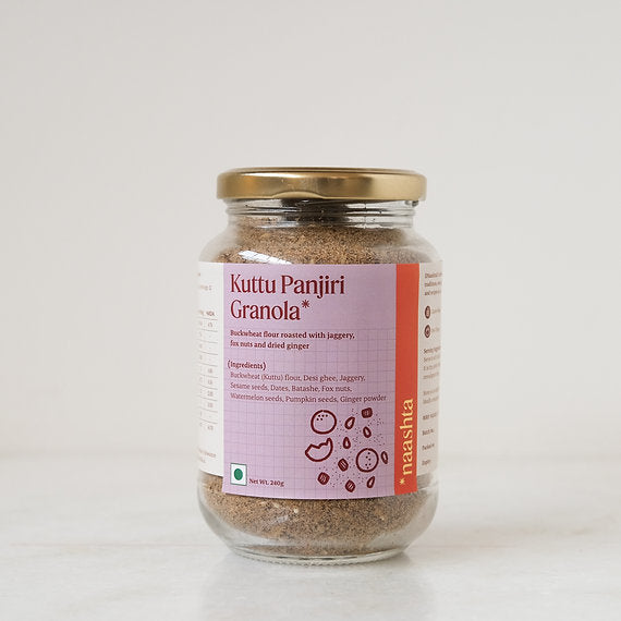 Panjiri | Kuttu Panjiri Granola (Buckwheat Flour Roasted With Jaggery, Fox Nuts And Dried Ginger) - Made In Desi Ghee - Natural - Gluten Free - Amrit Bhawan - 240gmf