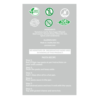 Basil Pasta Sauce – Vegan, Gluten Free, Refined Sugar Free, Nut Free &amp;amp; Zero Trans Fat - The Gourmet Jar – 390gm