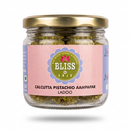 Ladoos |Calcutta Pistachio Aampapar Ladoo - Gluten Free, Oil Free, Plant Based- Preservatives Free &amp; Refined Sugar Free - Bliss Box Food - 160gm