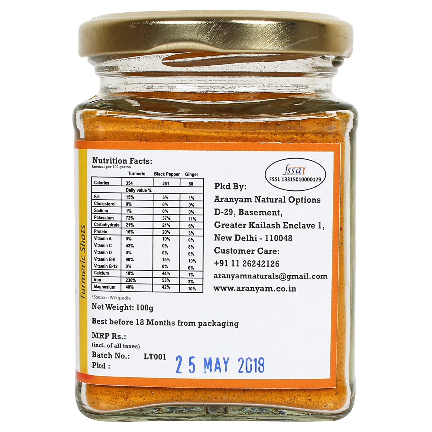 Lakadong Turmeric | Black Pepper &amp;amp; Ginger – Immunity Booster – No Artificial Colors, Additives &amp;amp; No Added Preservatives - Aranyam – 100gm